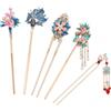 Mixxiula 5 Pezzi Bastoncini Capelli Cinese, Forcina Cloisonné Vintage Bacchette in Metallo per Capelli da Donna, Decorazione con Nappa Floreale, per Acconciature a Chignon, Coda e Treccia