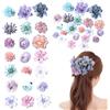 HNLMZ Fiori Clip Multicolore - 21 Pezzi Accessori Capelli Boho per Feste, Spiaggia, Matrimoni e Decorazioni (Blu Viola)