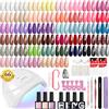 Phoenixy 50PCS Set Unghie Semipermanente con 48 W Lampada U V/LED 45 Colori Kit Smalto Semipermanente con 2 Base e 3 Top Coat Kit Unghie Gel Completo Regali di Festa