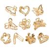 Eclove 10 mini fermagli per capelli in metallo, piccoli fermagli per capelli dorati in graziosi design come farfalla, fiore, fiocco, cuore, gatto, accessorio per capelli per donna e ragazza (Small)