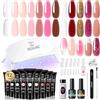 ROSALIND Poligel per Unghie Kit Completo 10ml Gel Unghie Ricostruzione | con 12pcs Gel, UV Lampada, Base & Top Coat e Strumenti, Poly Nail Gel Completo kit per Principiante, Professionale e Salone