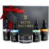 Satin Naturel Cofanetto Regalo Donna 5x30 ml | Routine Viso con Gel di Aloe Vera, Olio di Argan, Vitamina C, Acido Ialuronico e Crema al Retinolo, Confezione di Lusso
