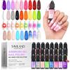 SAVILAND Smalto Gel per Aerografo senza Diluente senza HEMA 24 Colori | Effetto Blush e Sovrapposizioni Formula Pronta all'Uso Senza Diluizione Necessaria Tavolozza di Colori per Airbrush Gel