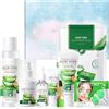Dyiouxin Aloe Skin Care Kit,Cofanetto Regalo Donna,Cofanetto Skincare Donna,Aloe Vera Gel,Detergente per il Viso,Crema,Toner,Siero,Maschera per il Viso,Rossetto,Patch Occhi,Idratante e Nutriente Quotidianament