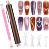 AIMEILI Cat Eye Magnete Penna 6 Pezzi Strumento Magnetico per Unghie | Cat Eye Magneti, Kit 3 in 1 per Unghie Cat Eye Calamita, French Fiore Forma di Cuore e Coniglio, Stick Magnetico per Unghie