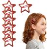 Righe e Pois Fermagli Capelli A Stella Glitter Clic Clac Mollette Per Capelli Da Donna e Bambina a Scatto Fermacapelli a Forma di Stella 5 CM - Set da 7 Hair Clip (Rosso)