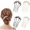 TRKETK 4 Pezzi Forcine per Capelli con Perle a Forma di U Pettini da Infilare Forcine in Metallo Clip Vintage per Capelli Elegante e Raffinato per Donne e Ragazze Styling Quotidiano