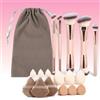 Generic Set di pennelli da trucco - 18 pezzi di pennelli da trucco da viaggio, set di pennelli Real Techniques con ciuffetto di polvere sciolta per fondotinta, correttore, polvere, ombretti, fard, set di