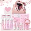 LAIKOU 18 Pezzi Kit Skincare Routine Viso Completo Donna, Formato Viaggio | Set Regalo Beauty Ragazza con Detergente, Siero, Creme, Maschere, Accessori e Pochette, Regali per compleanni e Natale