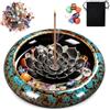 VETOLAKA Porta incenso con design a loto rimovibile, in metallo, tre livelli, 7 pietre, 6 fori, bruciatore di incenso in ceramica, per la casa, coni di incenso a spirali