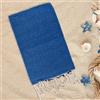 Lisola - Telo Mare Fouta in Puro Cotone, Tinta Unita, Ideale per Spiaggia, Mare e Piscina, 100 x 200 centimetri, Colore Blu, Modello: HAMMAM