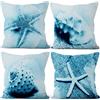 Aoihrraan 41x41cm Confezione da 4 Mare Tema Copricuscini Divano Stella Marina Conchiglia Conchiglie Andare In Barca Oceano Stampa Federe Per Cuscini Decorazione Lino Camera Da Letto Interno Divano