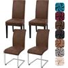 Alishomtll Set di 4 coprisedia in pelle semi sintetica, elasticizzati, marrone