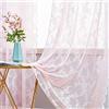MIULEE Tende di Pizzo-Tende Rosa Chiaro per Finestre in Pizzo Trasparente Ricamate Floreali per Camera da Letto Soggiorno, Tenda Ricamate con Occhielli, 2 Pezzi Tenda, 2 X150x260cm(LxA)