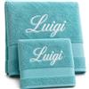Manifattura Tessile Set Asciugamani Spugna Acquamarina - Set Viso e Ospite Personalizzati con Nome Ricamato, 100% Cotone Morbido e Assorbente, Ricamo Artigianale, Idea Regalo Uomo Donna