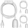 ledscom.de 3 cavi tessili LEHA II, spina, interruttore, bianco lucido, 3 m, portalampada in porcellana, 1 E27 max. 300 W