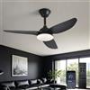 AQLEDY Ventilatore da Soffitto con Luce e Telecomando, Lampadario con Ventola da Soffitto Silenzioso 6 Velocità, Motore DC Reversibile, Pale da Soffitto con Luci LED per Camera Soggiorno - Nero