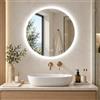 LUVODI Specchio Bagno LED Rotondo 50 cm, Antiappannamento | 3 colori 3000K/4000K/6000K, dimmerabile 20%-100%, memoria, doppio touch, specchio HD senza rame, IP66