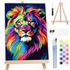 MOTGOM Dipingere con i Numeri Adulti con Telaio, Leone Colorato fai da te Quadri da Dipingere con i Numeri Adulti, Pittura Adulti Decora la Casa Regalo 20x30cm