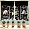 PRESSINART 2 Tende da Cucina con Stampa A Pannelli per Finestre | Tendine da cucina nere corte con tema vintage da caffetteria, con tasca per asta, per finestra sopra il lavandino