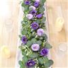 UXORSN Ghirlanda di fiori di eucalipto artificiale con rose viola, piante finte in seta floreale, ghirlanda di edera, gipsofila finta edera, rampicanti per decorazione di matrimoni, casa, feste,