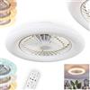 hofstein Ventilatore da soffitto a LED Benasal, ventilatore in plastica bianco/effetto glitterato, plafoniera moderna,Ø 50 cm, con telecomando, regolabile in Kelvin con CCT, 40 W, 1700 lumen, 3000-6500 Kelvin