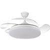 YATEK KALA Ventilatore da Soffitto LED Bianco, pale retrattili trasparenti, motore DC silenzioso, telecomando, luce dimmerabile 59 W, 6980 lm, 6 velocità, estate/inverno, Ø 107 cm