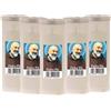 Amami BEAUTY Candele di Cera, Lumino Votivo, Set di 5, con Immagine Padre Pio, colore bianco, 13x7cm per chiesa, cimitero