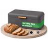 YourCasa Portapane da Cucina Moderno in Metallo - Porta Pane con Coperchio e Maniglia in Bambù, Contenitore Pane Capiente 42,2 x 24 x 17,3 cm