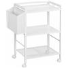HOOBRO Porta Stampante, Carrello a 3 Livelli, con Cesto Porta Documenti, con Ripiano Regolabile, Rotelle, 52 x 40 x 80,5 cm, per Studio Ufficio Scuola, Bianco
