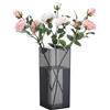 Segus Vaso Acrilico Trasparente, 12x30cm Vaso da Fiori in Acrilico Trasparente, Moderni, Rettangolare, Infrangibili, Leggero, per Matrimoni (Nero)