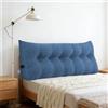 HUOLE Cuscino da lettura per letto o divano a triangolo, cuscino per schienale e divano, cuscino per testiera da letto, cuscino rimovibile imbottito per maggiore comfort, 180 x 50 x 20 cm, blu