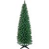 Yaheetech Slim Albero di Natale Artificiale 183 cm Base in Plastica Verde | Design Sottile a Forma di Matita con 390 Rami in PVC Ignifugo, Facile Montaggio per Piccoli Spazi Domestici e Commerciali