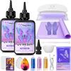 HeyClear Kit Resina UV Trasparente 200g con Lampada per Gioielli, Fai-da-te | Kit completo per principianti, poche bolle, basso odore, polimerizzazione rapida, adatto per stampi in resina