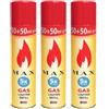 Generico MAX Gas Ricarica Accendini 300 ml - Bomboletta 250 ml + 50 ml Gratis - Gas Isobutano - Ricarica Universale per Accendini Ricaricabili - con Adattatori (3)