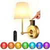 Eregou Lampada da parete ricaricabile senza cavi, LED RGB 15 colori, paralume in tessuto, telecomando con timer, lampada da comodino dimmerabile per camera da letto soggiorno corridoio
