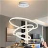 YYUTLUO Lampadario LED Moderno DIY Cerchio, 3 Bianco Anelli, 20+40+60cm=45W, H200cm Altezza Regolabile, Metallo+ Acrilico, Telecomando Dimmerabile Lampadario Rotondo Soffitto Soggiorno Camera Da Letto