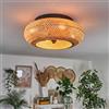 HOFSTEIN Ventilatore da soffitto Bauro, ventilatore in metallo/bambù, colore nero/naturale, con telecomando, funzione su/giù e effetto luce sul soffitto, plafoniera a 4 luci, diametro 50 cm, 4 x E27,