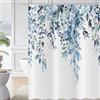 Hnmdmyi Tenda da doccia blu eucalipto 180x180, acquerello foglie vegetali con motivi floreali impermeabile in tessuto poliestere Lavabile Tenda da bagno per bagno con ganci