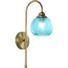 KCO Lighting Applique da Parete in Vetro Blu di Metà Secolo con Struttura in Ottone, Illuminazione da Parete a Sfera in Vetro Blu con Texture Minimalista per Camera da Letto, Bagno, Soggiorno