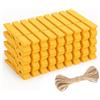 jijAcraft Mollette in legno giallo oro 7 cm: grandi mollette in legno per foto, 50 mollette per foto per fai da te, mollette in legno con 10 m di corda di iuta per decorazioni per feste, compleanni