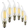 SUNSEED 6x Lampadina E14 Filamento LED 6W Colpo di Vento 806 Lumen Luce Calda 2700K, 60W Equivalente
