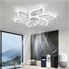 LJX Lampadario Ventilatore Fiore Silenzioso Compatibile con Alexa 88cm Ventilatore da Soffitto Con Luce e Telecomando 2.4GHZ Wifi Timer Dimmerabile per Soggiorno, Bianco