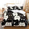 WZXGHE Copripiumino Gatto 220x240,Morbido e Soffice Da Letto Per Gatti Cartone 3 Pezzi,Incluso1 Copripiumino E 2 Federe 50x75cm (Gatto-C, 220x240cm)