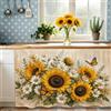 Odot Tende per Mobili da Cucina (Margherita,W 60 H 70cm) | Tenda per Mobile Sottolavello Autoadesiva Motivo Girasole 3D Tenda Corta Sotto Lavello per Antipolvere Ombreggiatura Privacy