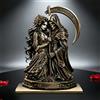 DUOYUN Statuetta 2D Gotica con Teschi per Coppie Personalizzata con Nomi | Ornamento da Scrivania in Legno con Teschi per Coppie e Nomi Incisi,per Halloween e Decorazioni in Stile Gotico