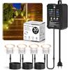 HIBOITEC Set di 30 faretti da incasso dimmerabili per terrazze, timer e sensore fotocellula, IP67, impermeabili, con trasformatore a bassa tensione, 0,6 W, luce bianca calda, illuminazione per