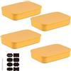 CNKHDZ Set di 4 contenitori con coperchio, contenitori impilabili con coperchio, contenitori in plastica, contenitori per scaffali, cucina, bagno (Giallo, 36.5 * 26 * 7.7cm)