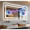 LUVODI Specchio Bagno con Luce Bluetooth Musica: 120x60 cm Specchio bagno LED specchio bluetooth bagno Digitale Specchio Retroilluminato + Frontale Luce, Dimmerabile, con Data Tempo