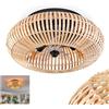 HOFSTEIN Ventilatore da soffitto Mulstrand, ventilatore in metallo/bambù di colore nero/naturale con telecomando, funzione su/giù e effetto luce sul soffitto, plafoniera a 4 luci, diametro 50 cm, 4